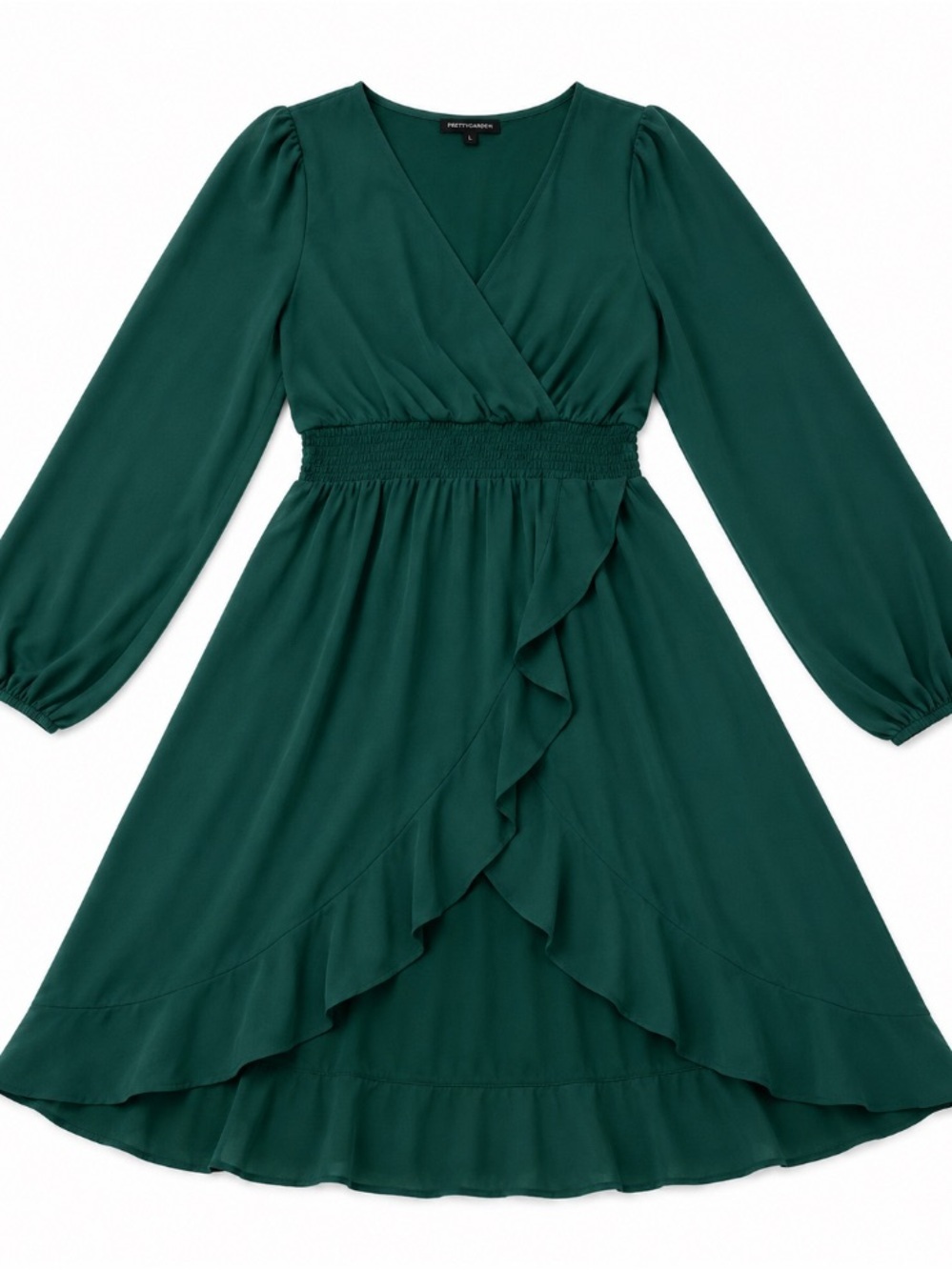 Kormei • Green • Long Sleeve • Wrap • High-Low • Midi Dress • XL